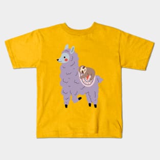 Adorable Sloth Relaxing On A Llama Kids T-Shirt